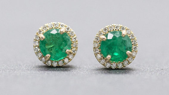 Green emerald earrings.